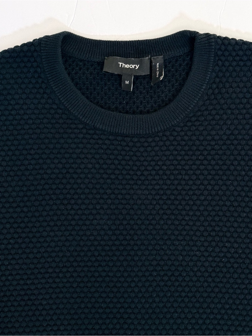 Theory Dark Navy Blue Textured Crewneck Sweater Men’s M